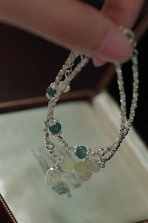 Exquisite Silver and Jade Bracelet for Girls - Minimalist High-End Bangle, Niche Design, Fashionable Summer Friendship Accessory