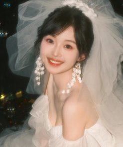 Exquisite White Lily of the Valley Tassel Drop Earrings - Light Luxury Sweet Bridal Accessories with Unique Exaggerated Design