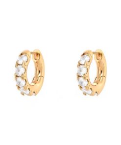 Exquisite White Zircon Small Hoop Earrings - Simple Versatile Ear Clips in Song Ji-a Style, Perfect for Y2K and Everyday Wear