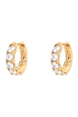 Exquisite White Zircon Small Hoop Earrings - Simple Versatile Ear Clips in Song Ji-a Style, Perfect for Y2K and Everyday Wear