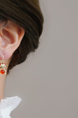 Exquisite Zodiac Year Tiger Earrings with Red Garnet - High-End Ethereal Tiger Ear Pendants for Women, Wealth-Attracting Jewelry
