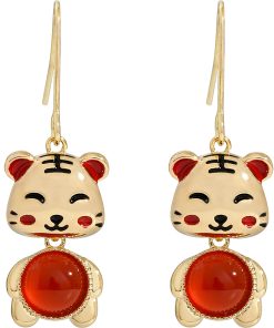 Exquisite Zodiac Year Tiger Earrings with Red Garnet - High-End Ethereal Tiger Ear Pendants for Women, Wealth-Attracting Jewelry