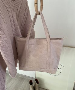 Extra Large Suede Velvet Tote Bag - Handmade Library Shoulder Handbag with Laptop Compartment - Stylish and Functional Carryall