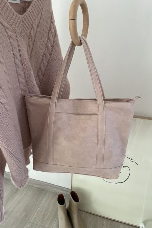 Extra Large Suede Velvet Tote Bag - Handmade Library Shoulder Handbag with Laptop Compartment - Stylish and Functional Carryall