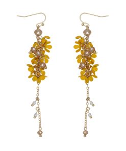 Fairy Flower Tassel Earrings with Freshwater Pearls - Long Elegant Ear Drops in Forest Style for a Slimmer Face Look