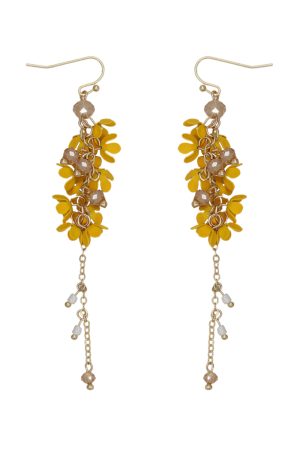 Fairy Flower Tassel Earrings with Freshwater Pearls - Long Elegant Ear Drops in Forest Style for a Slimmer Face Look