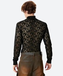 Fall Dress And Tights Outfit, Dress And Docs Outfit - Polka Dots Lace Sheer Top