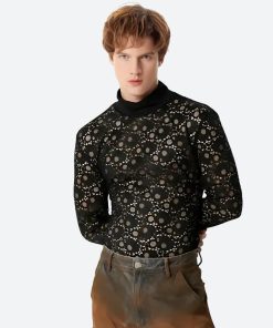 Fall Dress And Tights Outfit, Dress And Docs Outfit - Polka Dots Lace Sheer Top