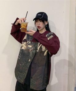 Fall Dresses With Doc Martens, Looks With Doc Martens - Angel Print Long Sleeve Shirt