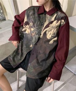 Fall Dresses With Doc Martens, Looks With Doc Martens - Angel Print Long Sleeve Shirt