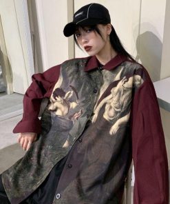 Fall Dresses With Doc Martens, Looks With Doc Martens - Angel Print Long Sleeve Shirt