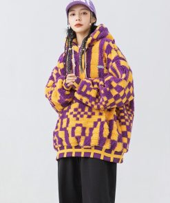 Fall Vintage Aesthetic Outfits, Casual Dinner Outfit Winter Plus Size - Indie Oversized Plush Hoodie