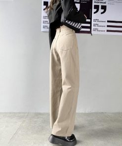 Fashion Streetwear, Acubi Fashion Dress - Light Academia High Waist Denim Pants