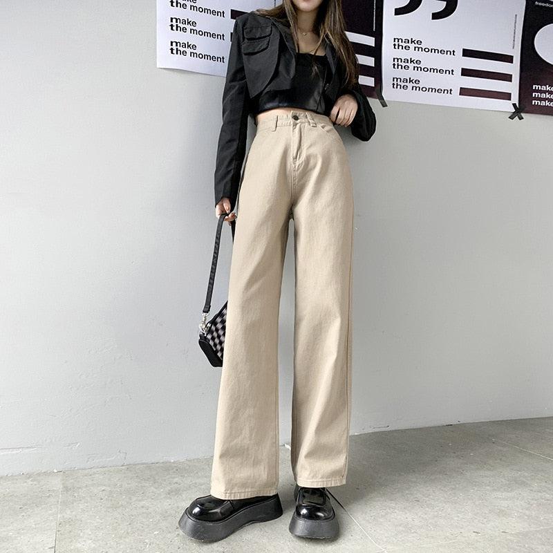 Fashion Streetwear, Acubi Fashion Dress - Light Academia High Waist Denim Pants Fashion Streetwear, Acubi Fashion Dress - Light Academia High Waist Denim Pants