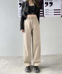 Fashion Streetwear, Acubi Fashion Dress - Light Academia High Waist Denim Pants