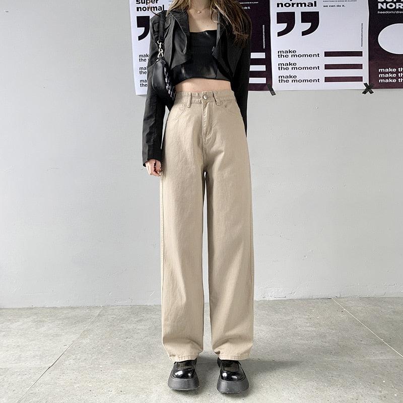 Fashion Streetwear, Acubi Fashion Dress - Light Academia High Waist Denim Pants Fashion Streetwear, Acubi Fashion Dress - Light Academia High Waist Denim Pants