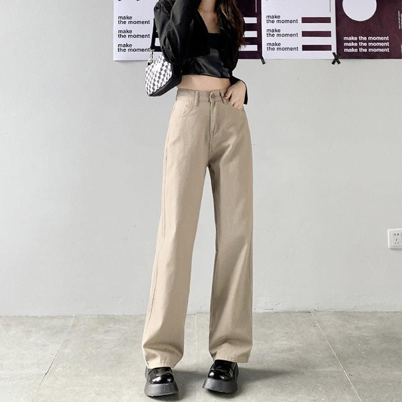 Fashion Streetwear, Acubi Fashion Dress - Light Academia High Waist Denim Pants Fashion Streetwear, Acubi Fashion Dress - Light Academia High Waist Denim Pants