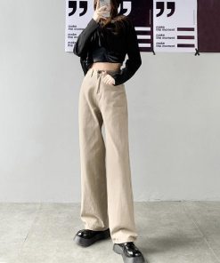 Fashion Streetwear, Acubi Fashion Dress - Light Academia High Waist Denim Pants
