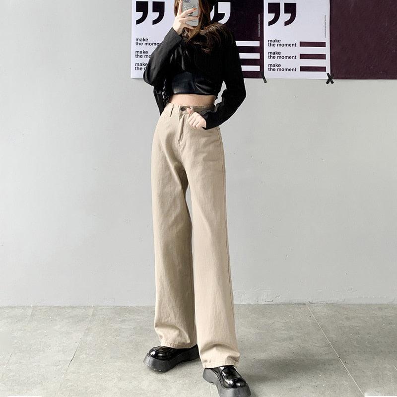 Fashion Streetwear, Acubi Fashion Dress - Light Academia High Waist Denim Pants Fashion Streetwear, Acubi Fashion Dress - Light Academia High Waist Denim Pants