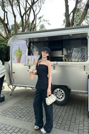 Fashionable Street Style Tencel Linen Strapless Top and Pants Set - Chic Casual Outfit for Summer 90s Inspired Look