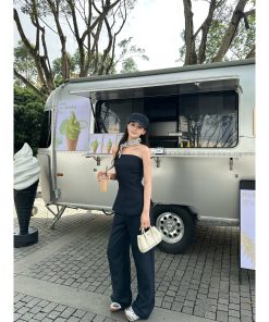 Fashionable Street Style Tencel Linen Strapless Top and Pants Set - Chic Casual Outfit for Summer 90s Inspired Look