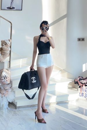 Faux Cross Design Summer Low-Waist Slimming A-Line Shorts - Versatile Hot Pants for a Flattering Silhouette