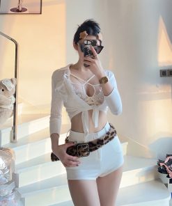 Faux Cross Design Summer Low-Waist Slimming A-Line Shorts - Versatile Hot Pants for a Flattering Silhouette