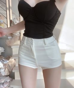 Faux Cross Design Summer Low-Waist Slimming A-Line Shorts - Versatile Hot Pants for a Flattering Silhouette