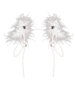 Feather Butterfly Tassel Earrings for Women, Unique Autumn Winter Influencer Style, Super Fairy Chic Statement Jewelry