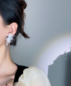 Feather Butterfly Tassel Earrings for Women, Unique Autumn Winter Influencer Style, Super Fairy Chic Statement Jewelry