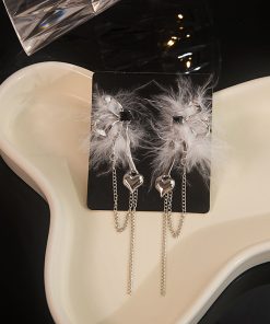 Feather Butterfly Tassel Earrings for Women, Unique Autumn Winter Influencer Style, Super Fairy Chic Statement Jewelry