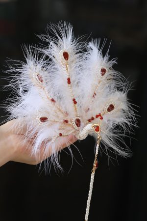 Feather Phoenix Crown Headdress, Ancient Style Hanfu Hairpin with Tassels, Classical Dance Accessories, Fairy-Like Design