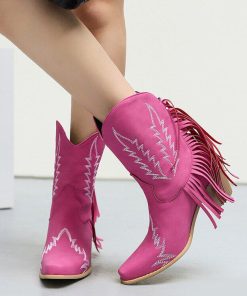 Female Lawyer Fashion, 90'lar Stili - Disco Cowgirl Fringe Ankle Boots
