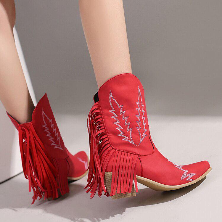 Female Lawyer Fashion, 90'lar Stili - Disco Cowgirl Fringe Ankle Boots Female Lawyer Fashion, 90'lar Stili - Disco Cowgirl Fringe Ankle Boots