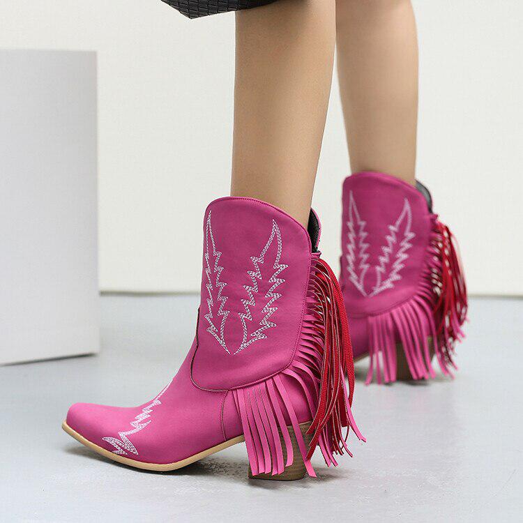 Female Lawyer Fashion, 90'lar Stili - Disco Cowgirl Fringe Ankle Boots Female Lawyer Fashion, 90'lar Stili - Disco Cowgirl Fringe Ankle Boots