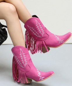 Female Lawyer Fashion, 90'lar Stili - Disco Cowgirl Fringe Ankle Boots