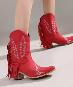 Female Lawyer Fashion, 90'lar Stili - Disco Cowgirl Fringe Ankle Boots