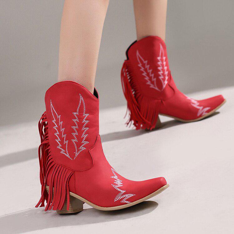 Female Lawyer Fashion, 90'lar Stili - Disco Cowgirl Fringe Ankle Boots Female Lawyer Fashion, 90'lar Stili - Disco Cowgirl Fringe Ankle Boots