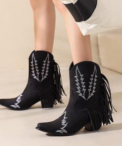 Female Lawyer Fashion, 90'lar Stili - Disco Cowgirl Fringe Ankle Boots