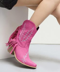 Female Lawyer Fashion, 90'lar Stili - Disco Cowgirl Fringe Ankle Boots