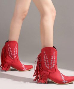 Female Lawyer Fashion, 90'lar Stili - Disco Cowgirl Fringe Ankle Boots