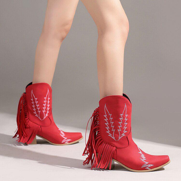 Female Lawyer Fashion, 90'lar Stili - Disco Cowgirl Fringe Ankle Boots Female Lawyer Fashion, 90'lar Stili - Disco Cowgirl Fringe Ankle Boots