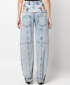 Female Lawyer Fashion, Grunge Elbise - Y2K Belted Cut Out Jeans