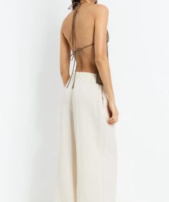 Feminine Corporate Outfit, New Style Outfits - Beaded Chiffon Backless Top