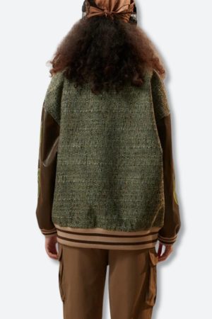 Finals Week Outfit Winter, University Outfit Comfy - Patchwork Bomber Jacket