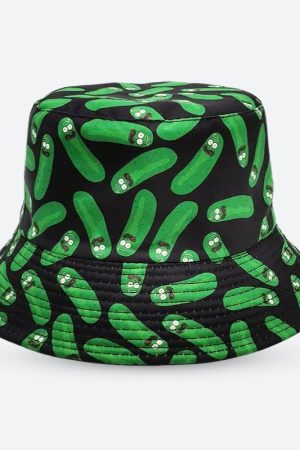 Fits Grunge Y2k, Aesthetic Fits Y2k - Pickle Rick Bucket Hat
