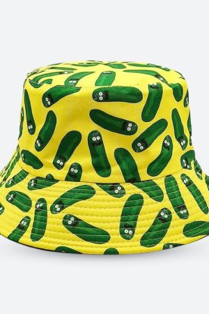 Fits Grunge Y2k, Aesthetic Fits Y2k - Pickle Rick Bucket Hat