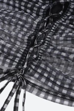 Fits Ideas Winter, High Boots And Skirt Outfit - Checkered Strapless Top & Mini Skirt Two Piece Set