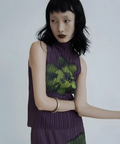 Fits With Linen Pants, Autumn Outfit - Floral Top & Midi Skirt Two Piece Set