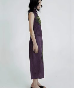 Fits With Linen Pants, Autumn Outfit - Floral Top & Midi Skirt Two Piece Set